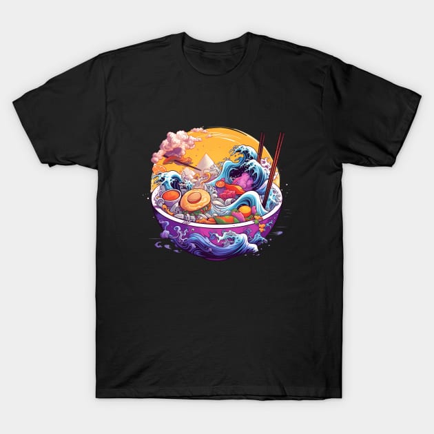 Great Wave Ramen Soup Bowl T-Shirt by DavidLoblaw